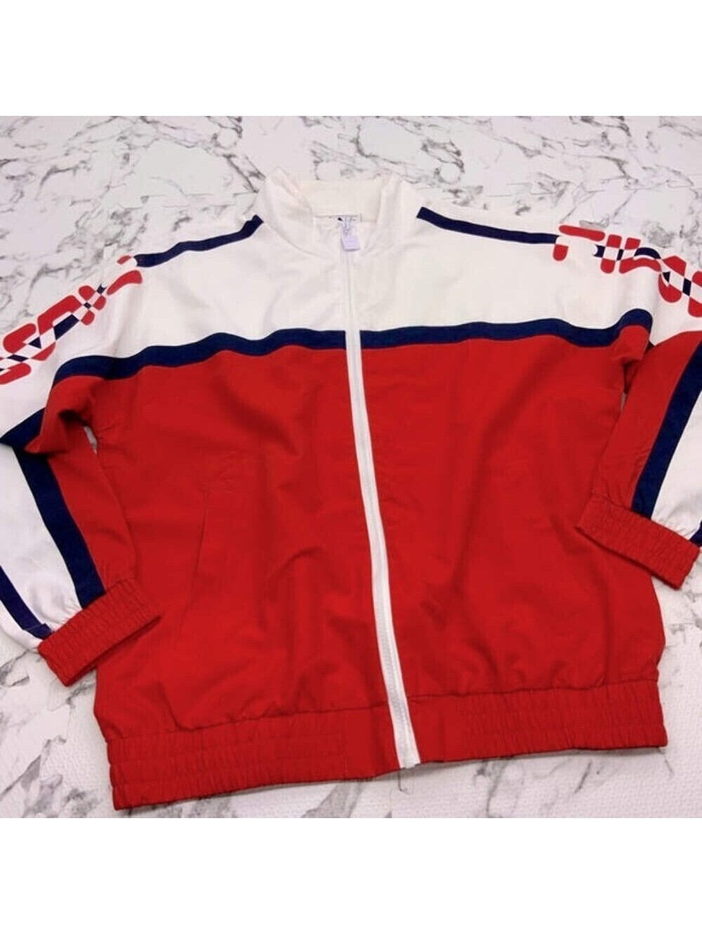 Men's Fila White | Red Lightweight Windbreaker Jacket NWT
